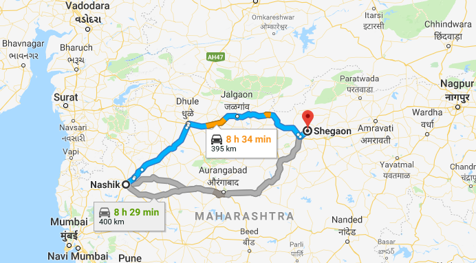 Nashik to Shegaon